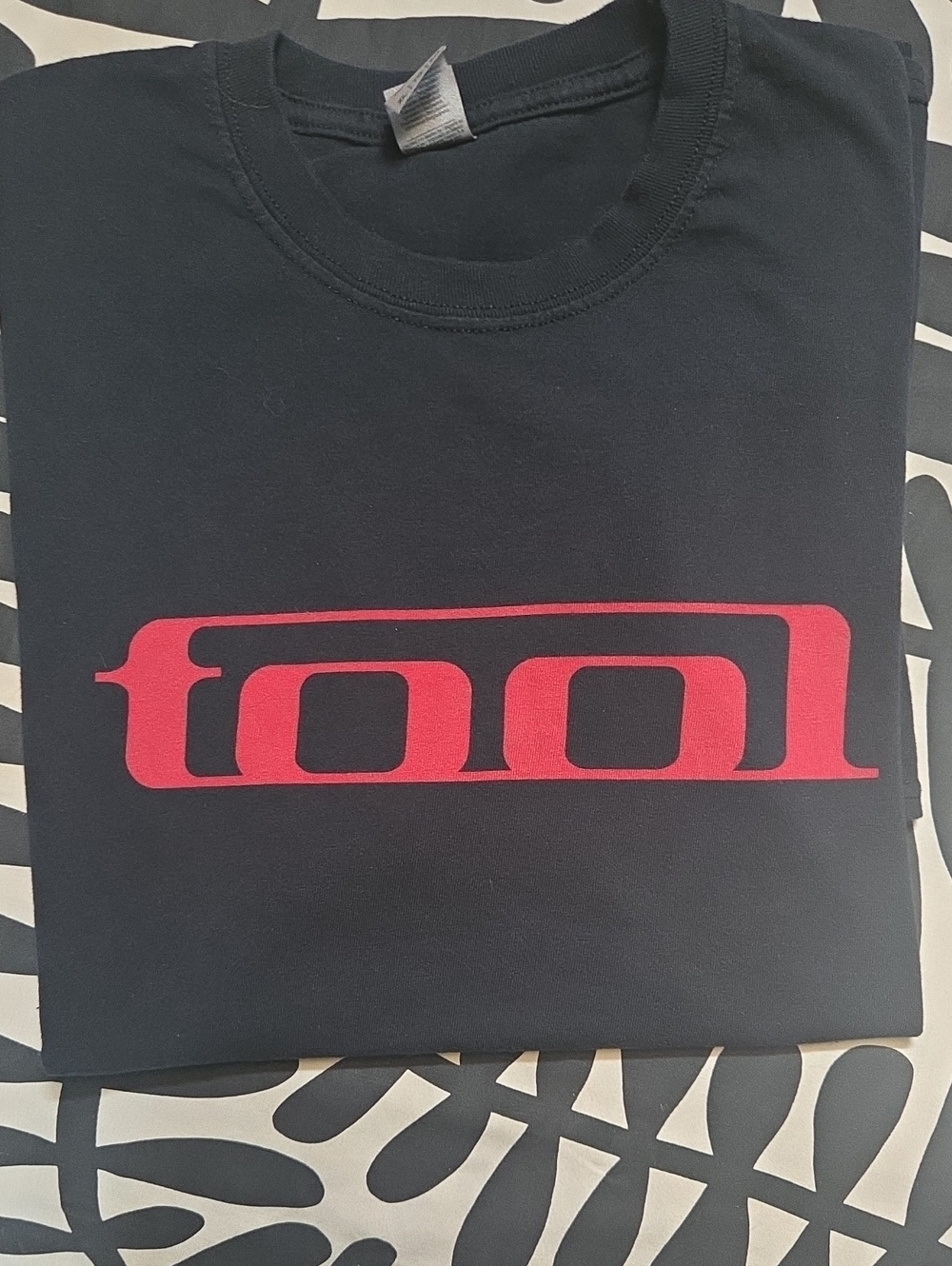 Gildan Black Short Sleeve TOOL Tee with Red Graphic, 28" long, 24" PTP